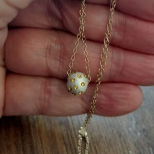 Beautiful Vintage Sterling Silver Frosted Ball Pendant With Gold Marcasite